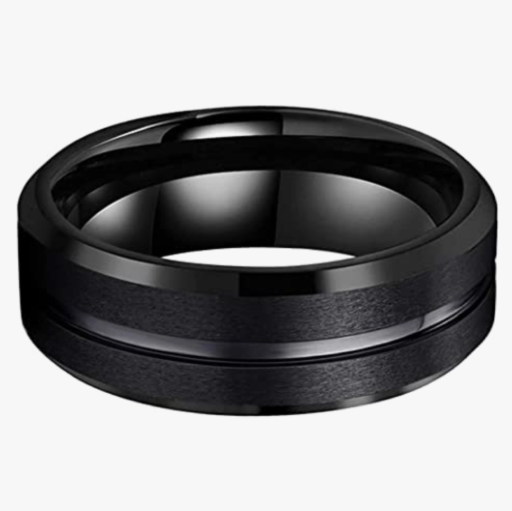 Black Tungsten Ring 8mm sz 7.5